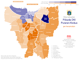 The city, most often known as just jakarta, is also one of the provinces subdividing indonesia at its primary level, and the capital of the country. Siapa Menang Pilkada Peta Pemenangan Pilkada Dki Putaran Kedua Per Kecamatan Oc Indonesia