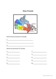 Map Of Canada English Esl Worksheets In 2020 Maps For Kids Map Skills Map Worksheets
