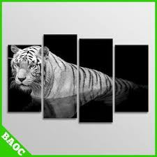 Black And White Split Canvas Prints Large Tiger Black White Animal Split Canvas Wall Art Pictures 4 Panels Home Improvement Canvas Wall Art Pictures