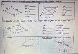 Round angle measures to the nearest degree and side measures to. Solved Directions If Each Quadrilateral Below Is A Paral Chegg Com