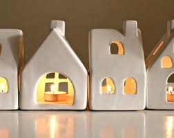 Tea Light House Candle Holder Ceramic House Candle Holder Pottery House Ceramic Houses Pottery Houses House Candle Holder