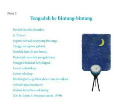Puisi pendek tantang cinta sontak setiap hendak menulis sajak sketsa wajahmu itu selalu saja merebak udara menjadi sesak penaku henti mendadak simak berbagai contoh puisi pendek tantang berbagai topik seperti kehidupan, cinta, lingkungan, alam, persahabatan dalam bahasa indonesia dan. Amanat Apa Yang Terdapat Di Puisi Tengadah Ke Bintang Bintang Brainly Co Id