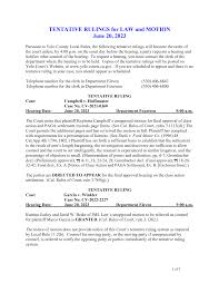 TENTATIVE RULINGS for CIVIL LAW and MOTION