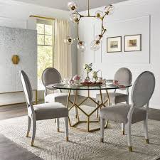 Love Joy Bliss Gold Glass Round Dining Table 60 In 2020 Glass Round Dining Table Round Dining Table Glass Top Dining Table