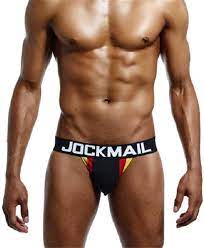 JOCKMAIL Sexy Men Underwear Thong Jockstrap Breathable Cotton Jock Strap  String Gay Underwear (M, Black) at Amazon Men's Clothing store