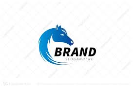 Like flowers, curls, a cameo/portrait. Blue Horse Logo