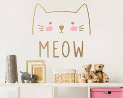 Cat Wall Decal Cute Cat Decal Kids Wall Decal Nursery Etsy Kids Wall Decals Cat Decal Nursery Wall Decals
