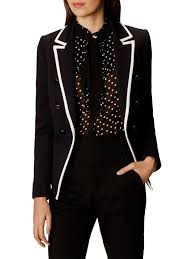 Shop with afterpay on eligible items. Karen Millen Contrast Trim Jacket Navy At John Lewis Partners