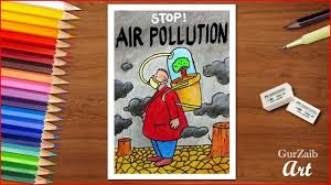 how to draw stop air pollution poster chart for school