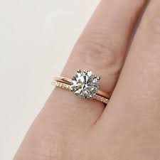 Vale Jewelry 1 75 Carat 4 Prong Solitaire Ring And Wedding Band In 18k Yellow Diamond Wedding Bands Yellow Gold Solitaire Engagement Ring Rose Engagement Ring