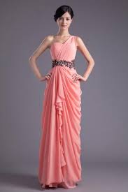 Cette délicieuse teinte entre le rose et l'orange est. Robe Longue Corail Asymetrique Taille A Paillettes Drapee En Mousseline Pour Mariage Robespourmariage Fr