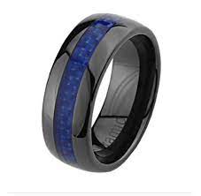 8mm High Polish Black Ceramic Comfort Fit Band Blue Carbon Fiber Inlay Men Women Unisex His Hers Wed Blue Wedding Rings Ceramic Wedding Ring Wedding Ring Bands
