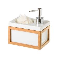 Up to 90% off & free expedited shipping. Dosificador Jabon Cocina Ceramico Blanco Y Bambu Con Estropajero Y Esp