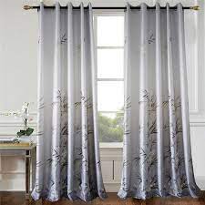 Grey Bamboo Curtain Modern Printing Semi Blackout Curtain Living Room Bedroom Kid S Room One Panel Living Room Drapes Blackout Curtains Living Room Leaf Curtains