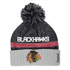 Chicago blackhawks black edge knit hat. Mens Chicago Blackhawks Reebok Black Cuffed Knit Hat With Pom Black Cuff Blackhawks Knitted Hats