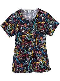 White Swan Big Smile Ladies Fundamentals Princess Line Scrub Top Tops Cute Scrubs Print Tops