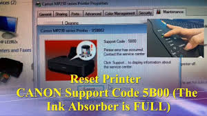Reset Printer Canon Support Code Error 5b00 The Ink Absorber Is Full Youtube