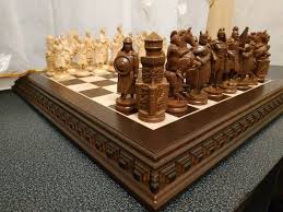 Wooden Chess Set Knightsand The Etsy Wooden Chess Pieces Wooden Chess Set Wooden Chess