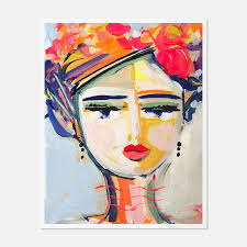 Citrus Girl by Maren Devine in White Frame, Medium Art Print