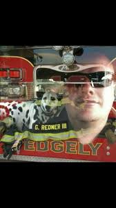 Adrian Fire Dept. horses King and George in front of the firehouse