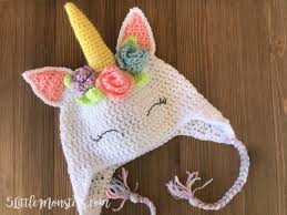 Cut the ears out from two colours of paper. 5 Little Monsters Crocheted Unicorn Hat With Flowers
