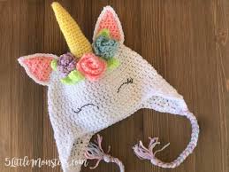 How to make unicorn ears. 5 Little Monsters Crocheted Unicorn Hat With Flowers