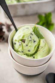 Freeze 9oz of almond milk as ice cubes when the almond milk is froze, put in a blender with the rest of ingredients and blend until smooth. Low Fat Mint Chocolate Chip Ice Cream