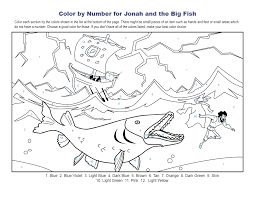 Not all brightly colored fish come by their colors naturally. Jonah And The Big Fish Color By Number Children S Bible Activities Sunday School Activities For Kids