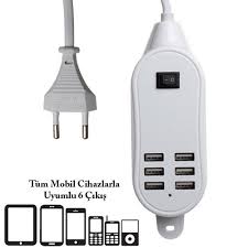 Masa Ustu Coklu Usb Sarj Cihazi 6 Cikisli Genel Model Universal Sarj Aleti Usb Sarj Aleti Cihaz