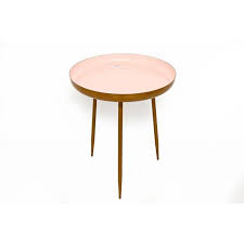 Table d'appoint plateau rond glossy. Table D Appoint En Metal Silvia Diam 37 X H 45 Cm Rose Pastel Cdiscount Maison