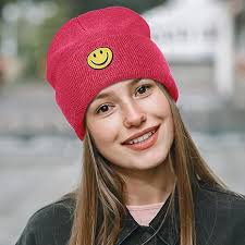 SONMONY Smiley Face Beanie Hats for Women Mens Winter Knit Caps Soft Cuffed  Warm Smiley Stretchy Beanies Hat, White, One size: Buy Online at Best Price  in UAE