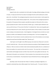 In the context of an educational reflective paper. Sociology Reflection Paper