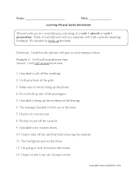 Phrasal Verbs Worksheets Verb Worksheets Grammar Worksheets Action Verbs Worksheet