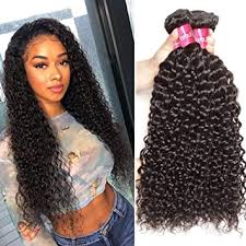 Weave hairstyles do not have to be a single color but can combine lowlights and highlights like this fantastic combination of blue hair color. Amazon Com Sunber Virgin Brazilian Curly Hair Weave 3 Bundles 10a Grade Brazilian Virgin Human Hair Weave Natural Black Hair Color Can Be Dyed And Bleached 22 24 26inch Beauty