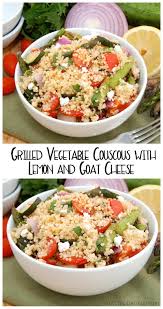 Lemon couscous with grilled vegetables. Grilled Vegetable Couscous With Lemon And Goat Cheese Sweet Pea S Kitchen