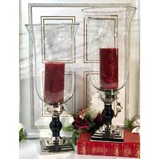 The black powder coated metal candle hanging the black powder coated metal candle hanging or tabletop lantern (set of 2) by home decorators collection accents any space it's a part of. Vintage Silver Metal Black Taper Pillar Hurricane Candle Holders A Pair Chairish