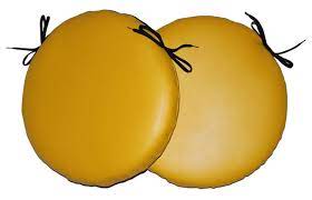 I am actually using it on a papasan ottoman so i appreciate that it does not have ties, and it is the correct size (some chair cushions we tried were a little too small). Set Of 2 Twelve Inch Diameter Round Faux Leather Seat Pads In Yellow A Bentley Cushions