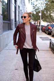 Fall Uniform In Black Jeans X Burgundy Leather Jacket Burgundy Jacket Outfit Burgundy Leather Jacket Burgundy Leather Jacket Outfit
