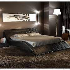 Rosetta Queen Pu Leather Curved Bed Frame In Black Curved Bed Bedroom Bed Design Curved Bed Frame