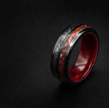 Red Trustone Custom Tungsten Ring Promise Rings For Guys Engagement Rings Opal