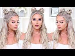 Space Buns In 3 Different Ways Back To School Hairstyles Shinylipstv Youtube Hair Bun Tutorial Bun Hairstyles Rave Hairstyles