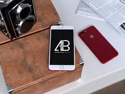 Download We Re Glad To Feature This Gorgeous Free Psd Mockup Of Product Red Iphone 7 Plus On The Table This Is A Downloadable Free P Iphone Iphone Mockup Iphone 7 Plus