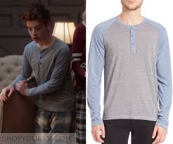 The Mick Season 1 Episode 17 Chip S Blue And Grey Raglan Shop Your Tv The Mick Henley Shirts Mens Tops