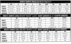 Pendleton Shirt Size Chart