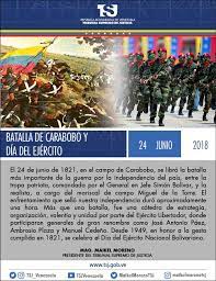 ¿qué es el batalla de carabobo? Tsj Venezuela Auf Twitter Efemerides Hoy 24 De Junio Se Conmemora La Batalla De Carabobo Y Se Celebra El Dia Del Ejercito