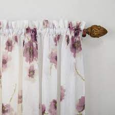 95 X51 Carolyn Floral Print Crushed Sheer Voile Rod Pocket Curtain Panel Lavender No 918 Rod Pocket Curtain Panels Rod Pocket Curtains Panel Curtains