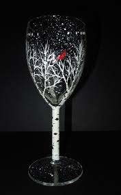 Christmas Winter Aspen Tree Wine Glasses Small By 4seasonsart4you Christmas Wine Glasses Wine Glass Crafts Wine Glass Art