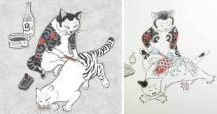 Check spelling or type a new query. Cats Tattooing Each Other In Surreal Japanese Ink Wash Paintings Bored Panda