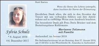 Traueranzeigen von Sylvia Schulz