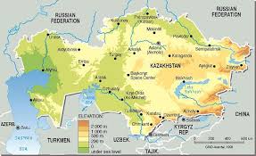 Physical map of russia and central asia. Kazakhstan Maps